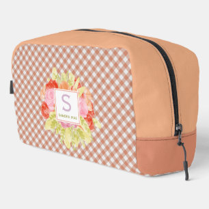Elegantes Pastell-Pfirsich-Orange-Gingham-Karomust Waschbeutel