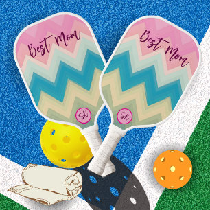 Elegantes Pastell-Rosa-Zickzack-Geschenk für die b Pickleball Schläger