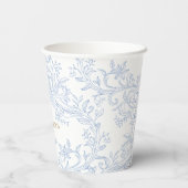 elegantes pastellblaues Bogen-Design Taufe Pappbecher (Rückseite)