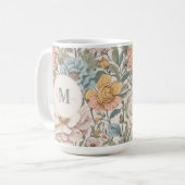 Elegantes Pastellfarben, Vintages Blumenmonogramm Kaffeetasse (Vorderseite Links)