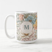Elegantes Pastellfarben, Vintages Blumenmonogramm Kaffeetasse (Links)