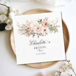 Elegantes pastellfarbenes Blume Bouquet Brautparty Serviette