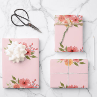 elegantes pastellfarbenes Blumen-Geschenkpapier Geschenkpapier Set