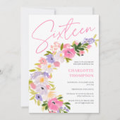 Elegantes pastellfarbenes Foto-Script Sweet 16 Einladung (Vorderseite)