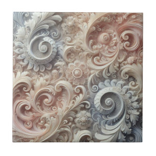 Elegantes, pastellfarbenes Spitzenmuster Fliese