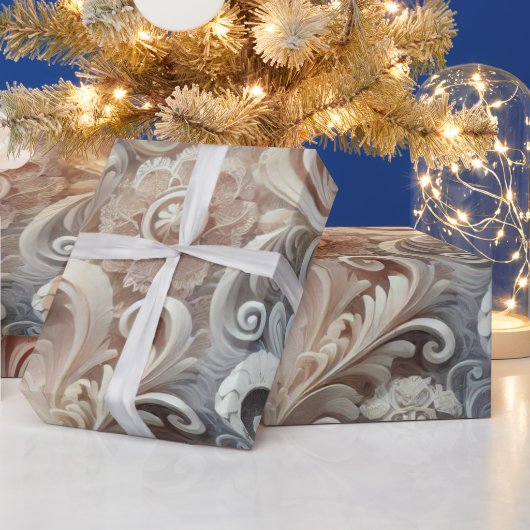 Elegantes, pastellfarbenes Spitzenmuster Geschenkpapier (Feiertage)