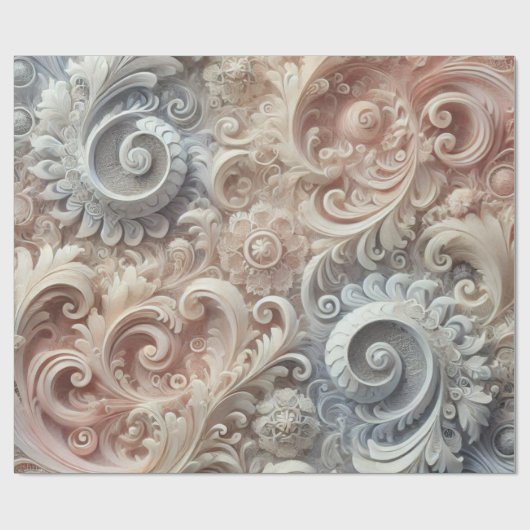 Elegantes, pastellfarbenes Spitzenmuster Geschenkpapier (Flach)