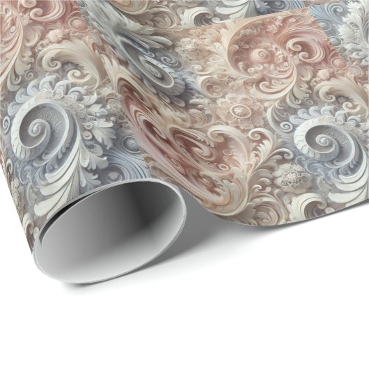 Elegantes, pastellfarbenes Spitzenmuster Geschenkpapier (Rolleneckpunkt)