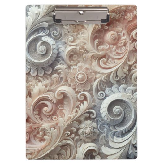 Elegantes, pastellfarbenes Spitzenmuster Klemmbrett (Vorderseite)