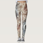 Elegantes, pastellfarbenes Spitzenmuster Leggings (Vorderseite)