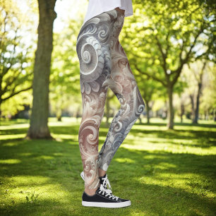 Elegantes, pastellfarbenes Spitzenmuster Leggings