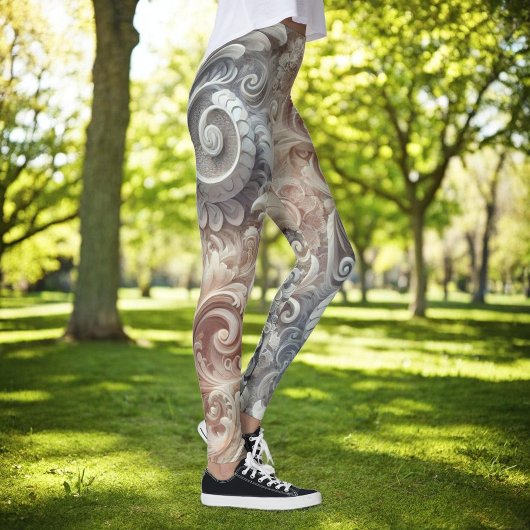 Elegantes, pastellfarbenes Spitzenmuster Leggings