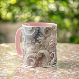 Elegantes, pastellfarbenes Spitzenmuster mit Farbv Tasse