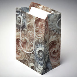 Elegantes, pastellfarbenes Spitzenmuster Mittlere Geschenktüte