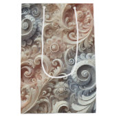 Elegantes, pastellfarbenes Spitzenmuster Mittlere Geschenktüte (Rückseite)