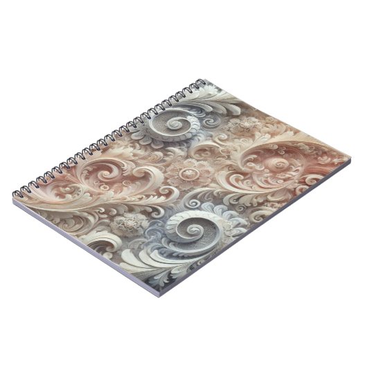 Elegantes, pastellfarbenes Spitzenmuster Notizblock (Linke Seite)