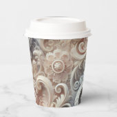 Elegantes, pastellfarbenes Spitzenmuster Pappbecher (Links)