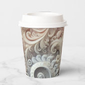 Elegantes, pastellfarbenes Spitzenmuster Pappbecher (Rückseite)