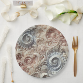 Elegantes, pastellfarbenes Spitzenmuster Pappteller