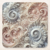 Elegantes, pastellfarbenes Spitzenmuster Rechteckiger Pappuntersetzer (Vorderseite)