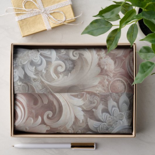 Elegantes, pastellfarbenes Spitzenmuster Seidenpapier (Geschenk)