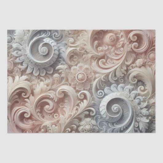 Elegantes, pastellfarbenes Spitzenmuster Seidenpapier (Vorderseite)