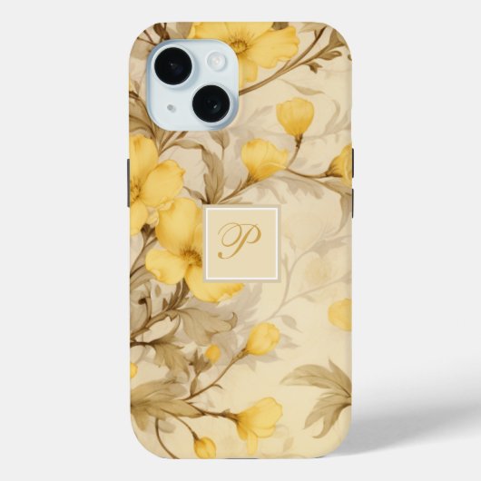 Elegantes Pastellgelbes Primrose Monogramm Case-Mate iPhone Hülle (Rückseite)