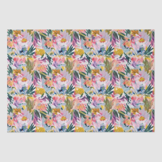 Elegantes Pastellrosa Abstraktes Blumenmuster Seidenpapier (Vorderseite)