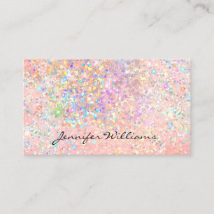 Elegantes Pastellrosa Gold Holografischer Glitter Visitenkarte