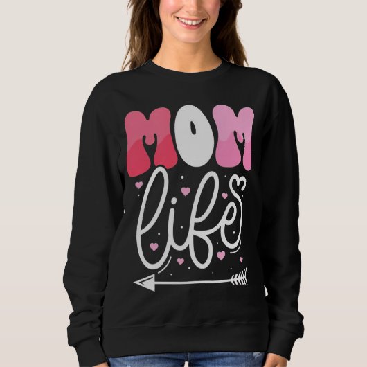 Elegantes Pastellrosa-Mom-Life-Script-Design Sweatshirt (Vorderseite)
