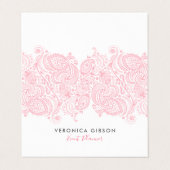 Elegantes Pastellrosa Paisley Visitenkarten (Außenseite Aufgefaltet)