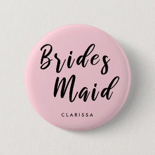 Elegantes Pastellrosa und schwarzes Brautpavillon Button