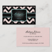 Elegantes Pastellrosa und schwarzes Zickzack Visitenkarte (Vorne/Hinten)