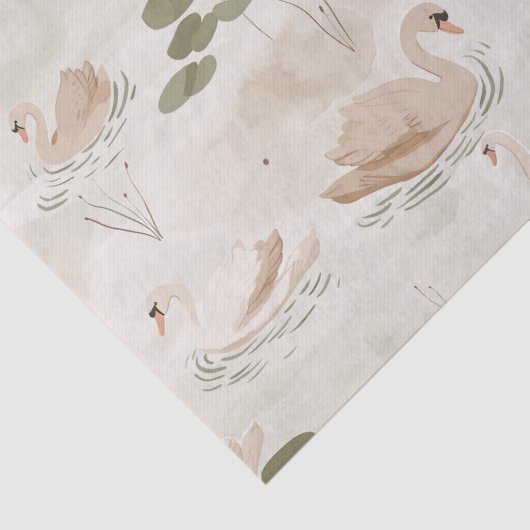 Elegantes Pastellschwan-Muster Seidenpapier (Detail)