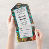 Elegantes Pastelöl Abstrakte Hochzeit All In One Einladung (Abreißen)