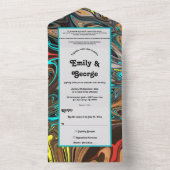 Elegantes Pastelöl Abstrakte Hochzeit All In One Einladung (Innen Boden)