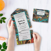 Elegantes Pastelöl Abstrakte Hochzeit All In One Einladung