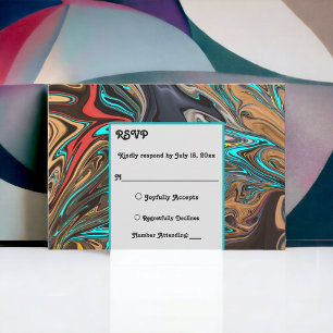 Elegantes Pastelöl Abstrakte Hochzeiten RSVP Karte
