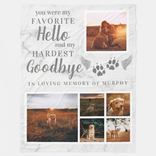 Elegantes Paw Prints Personalisiertes Memorial-Fot Fleecedecke (Vorderseite)