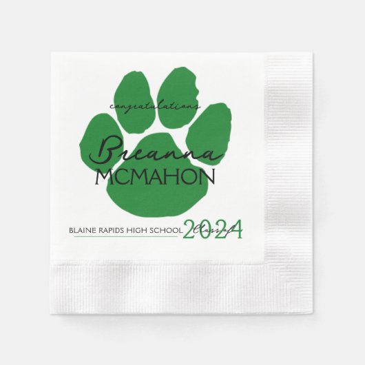 Elegantes Pawprint-Papier für den grünen und schwa Serviette (Vorderseite)