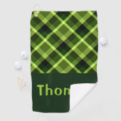 Elegantes Pea Green Kariert Monogram Golf Handtuch (Insitu)