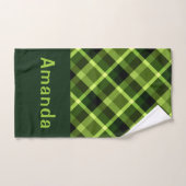 Elegantes Pea Green Kariert Monogram Handtuch (Handtuch)