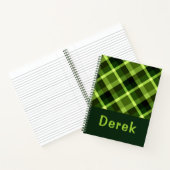 Elegantes Pea Green Kariert Monogram Notebook Notizblock (Innenseite)