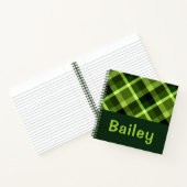 Elegantes Pea Green Kariert Monogram Small Noteboo Notizblock (Innenseite)