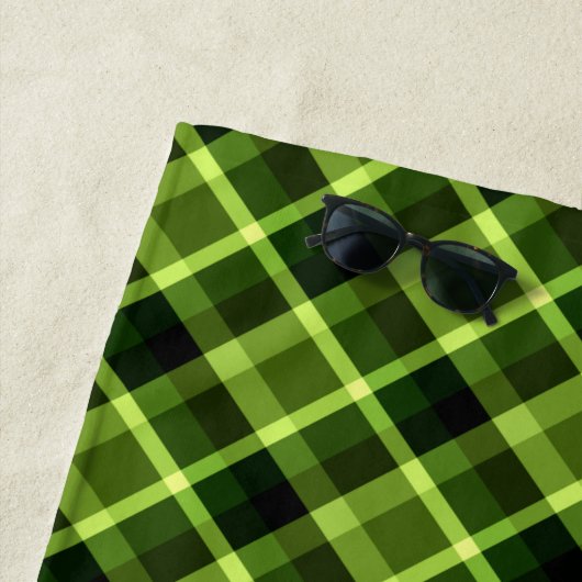 Elegantes Pea Green Kariert Pattern Beach Handtuch (Beispiel)