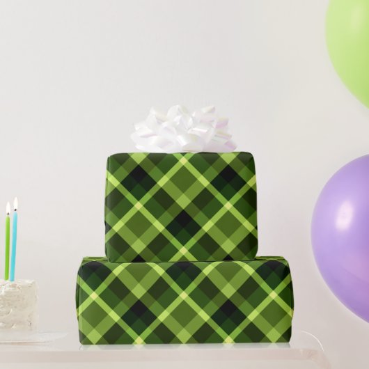 Elegantes Pea Green Kariert Pattern Wrapping Paper Geschenkpapier (Partygeschenke)