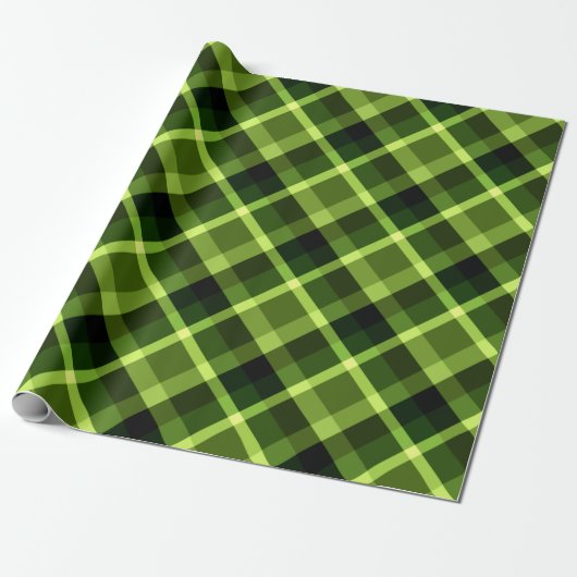 Elegantes Pea Green Kariert Pattern Wrapping Paper Geschenkpapier (Ungerollt)