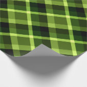 Elegantes Pea Green Kariert Pattern Wrapping Paper Geschenkpapier (Ecke)
