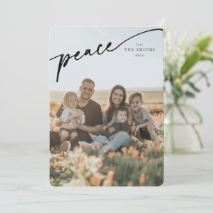 Elegantes 'Peace' Schwarzes Typografisches Skript Feiertagskarte