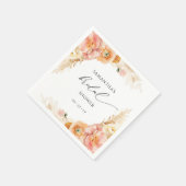 Elegantes Peach and Cream Floral Brautparty Serviette (Ecke)